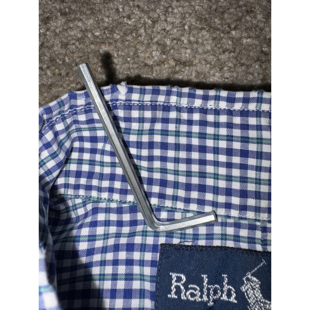 Polo Ralph Lauren‎ Mens Blake XL Short Sleeve Plaid Button Up Shirt Cotton Blue